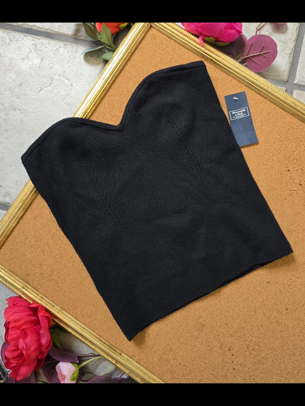 Abercrombie & Fitch Black Strapless Ribbed Sweetheart Knit Tube Top